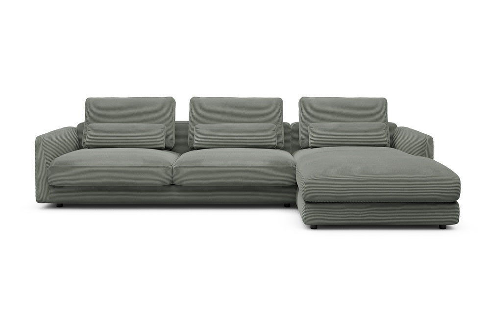 Vivole Modular Sofa - 60 - 323 x 171 cm - 3 Seater + Chaise - 598 Corduroy Sage