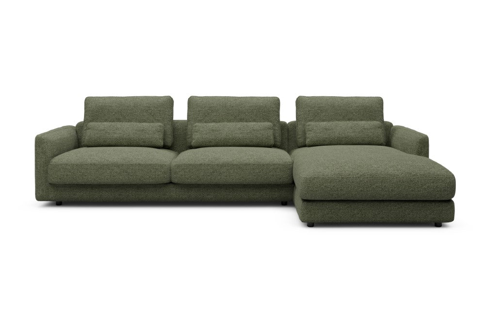 Vivole Modular Sofa - 60 - 323 x 171 cm - 3 Seater + Chaise - 775 Carreno Vivid Green