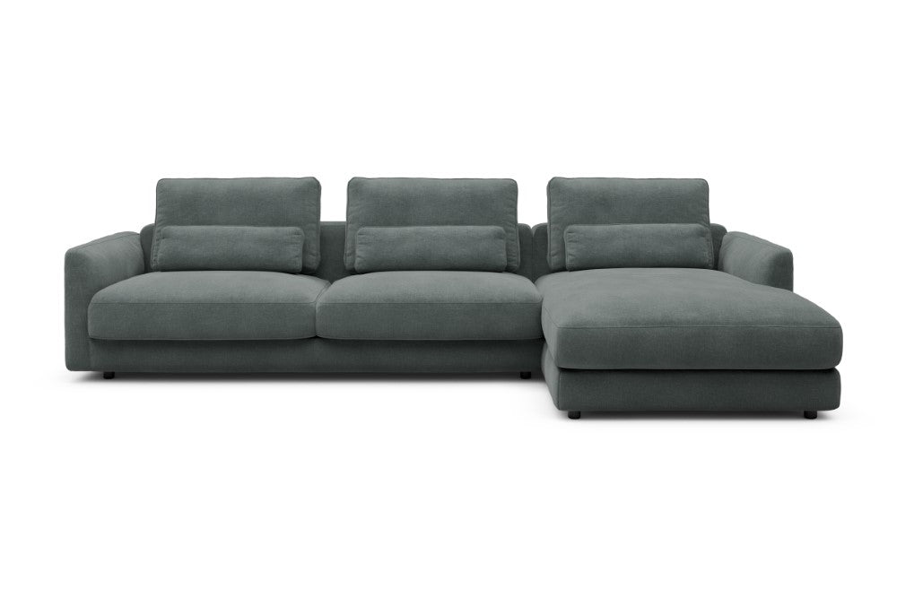 Vivole Modular Sofa - 60 - 323 x 171 cm - 3 Seater + Chaise - 812 Smooth Smooth Silver Grey