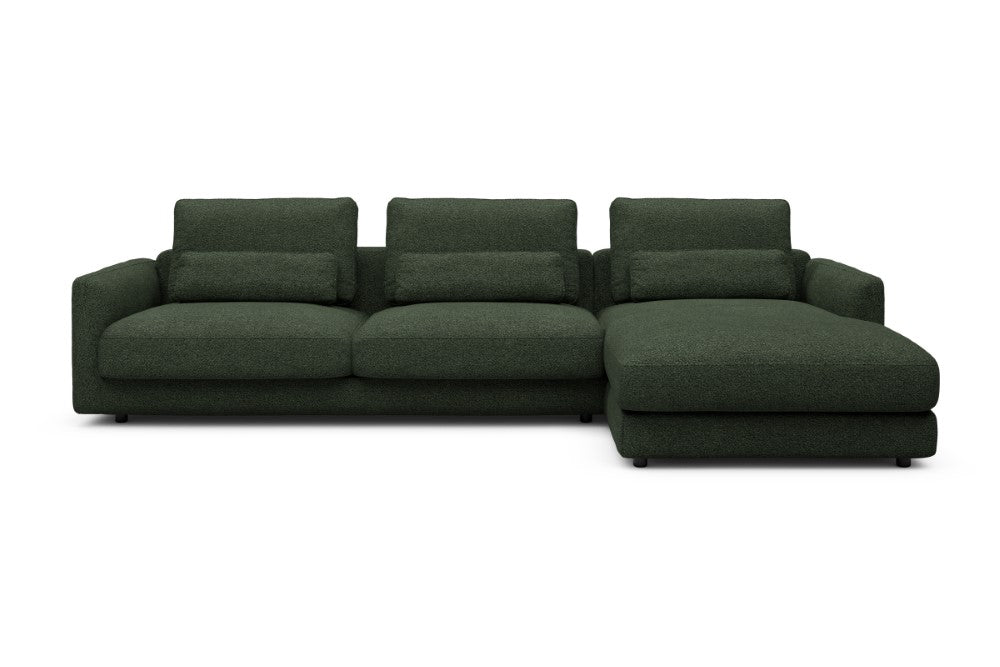 Vivole Modular Sofa - 60 - 323 x 171 cm - 3 Seater + Chaise - 869 Vanora Deep Green