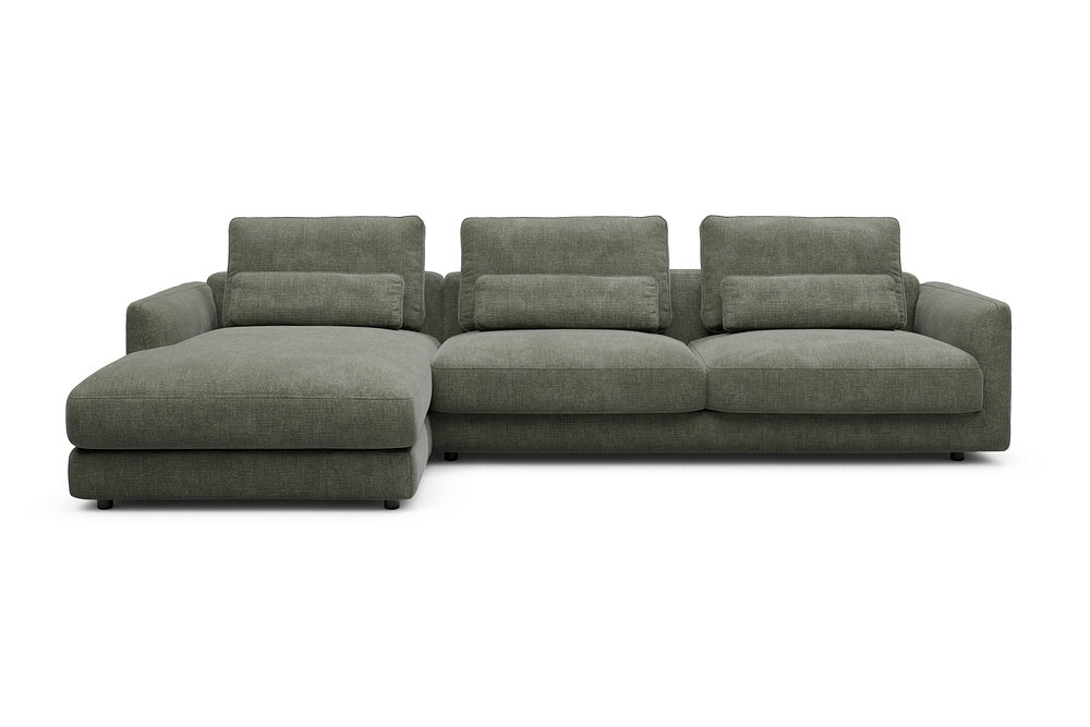 Vivole Modular Sofa - 68 - 323 x 171 cm - Chaise + 3 Seater - 413 Esina Olive Green