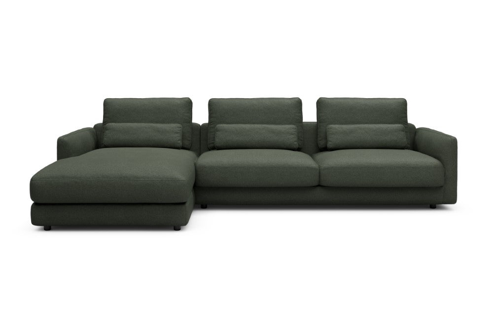 Vivole Modular Sofa - 68 - 323 x 171 cm - Chaise + 3 Seater - 488 Denari Forest Green