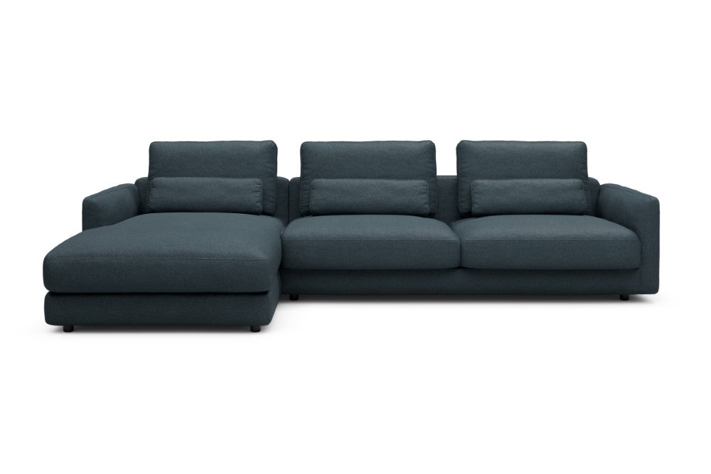 Vivole Modular Sofa - 68 - 323 x 171 cm - Chaise + 3 Seater - 489 Denari Royal Blue