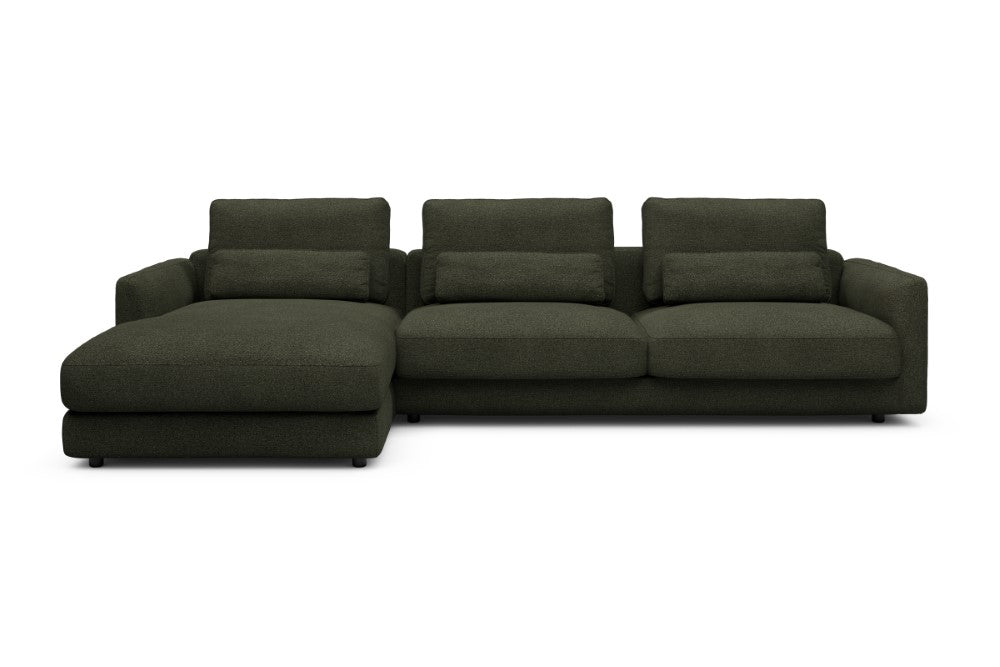 Vivole Modular Sofa - 68 - 323 x 171 cm - Chaise + 3 Seater - 535 Bouclé Forest Green