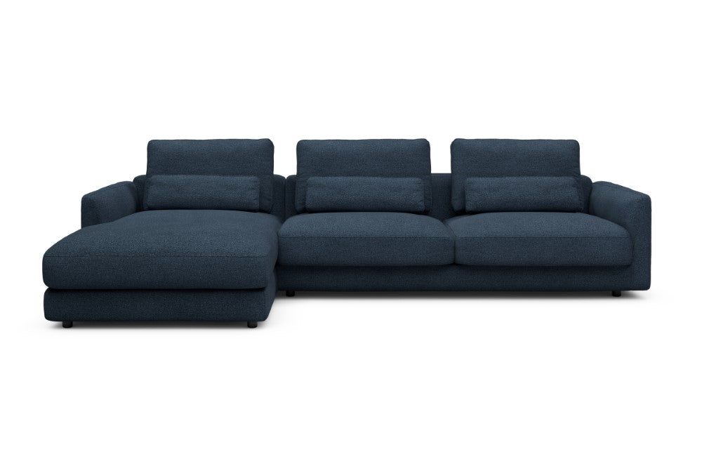 Vivole Modular Sofa - 68 - 323 x 171 cm - Chaise + 3 Seater - 537 Bouclé Blue