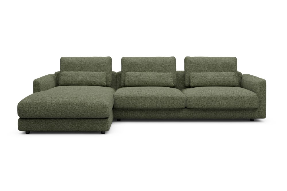 Vivole Modular Sofa - 68 - 323 x 171 cm - Chaise + 3 Seater - 775 Carreno Vivid Green