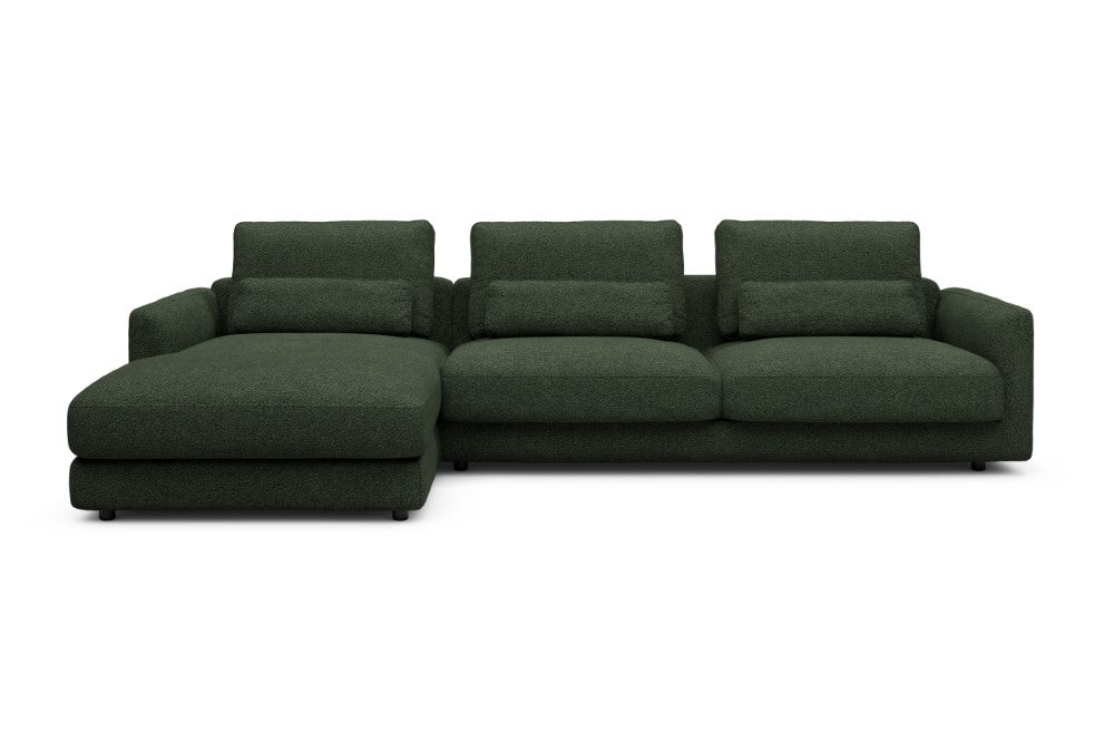 Vivole Modular Sofa - 68 - 323 x 171 cm - Chaise + 3 Seater - 869 Vanora Deep Green