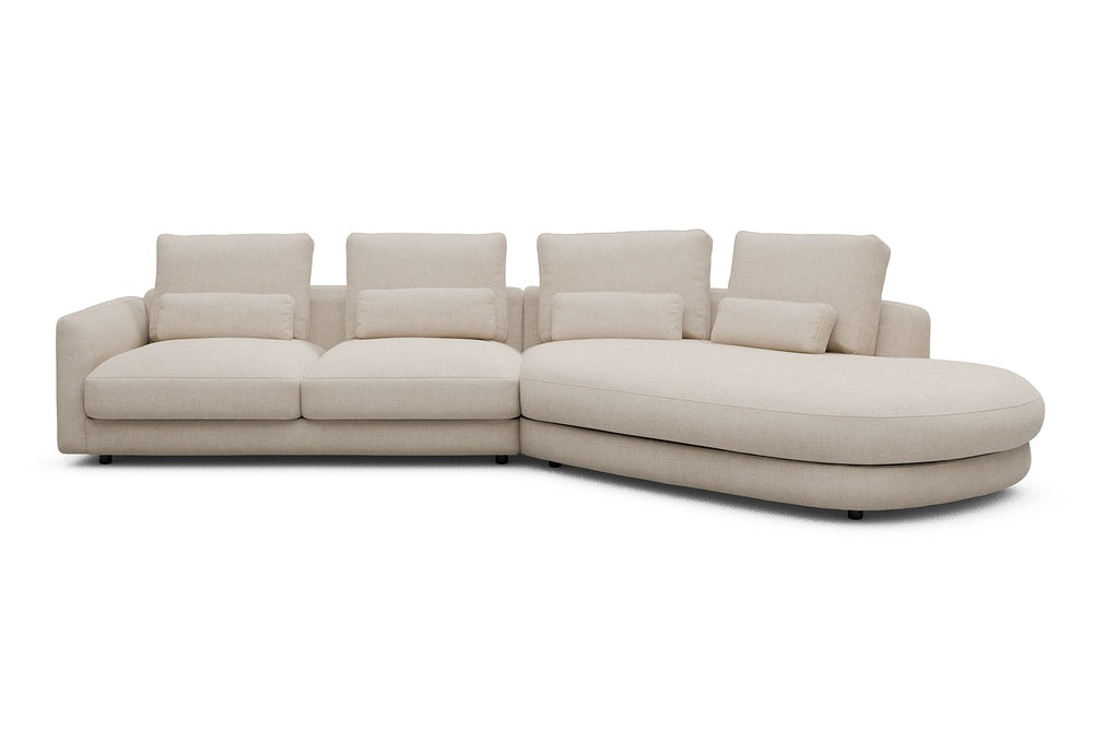 Vivole Modular Sofa - 6A - 361 x 167 cm - 2,5 Seater + 45 deg Open-end - 410 Esina Almond Beige