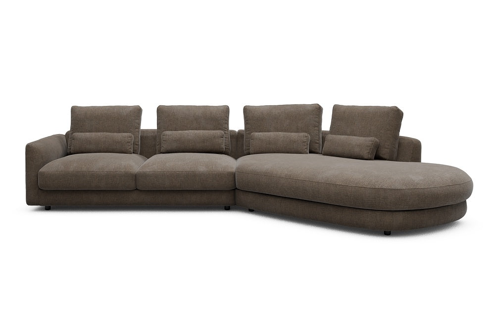 Vivole Modular Sofa - 6A - 361 x 167 cm - 2,5 Seater + 45 deg Open-end - 411 Esina Cedar Brown