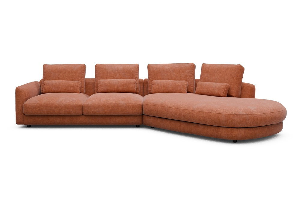 Vivole Modular Sofa - 6A - 361 x 167 cm - 2,5 Seater + 45 deg Open-end - 412 Esina Rust Orange