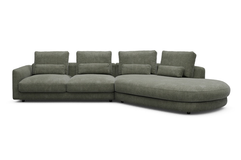 Vivole Modular Sofa - 6A - 361 x 167 cm - 2,5 Seater + 45 deg Open-end - 413 Esina Olive Green