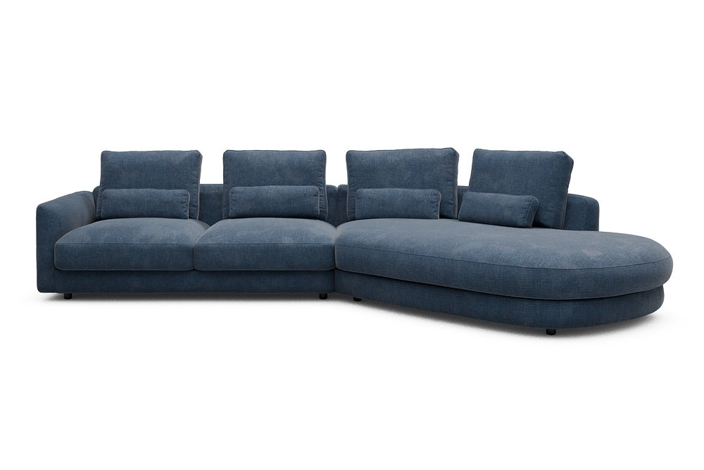 Vivole Modular Sofa - 6A - 361 x 167 cm - 2,5 Seater + 45 deg Open-end - 414 Esina Indigo Blue