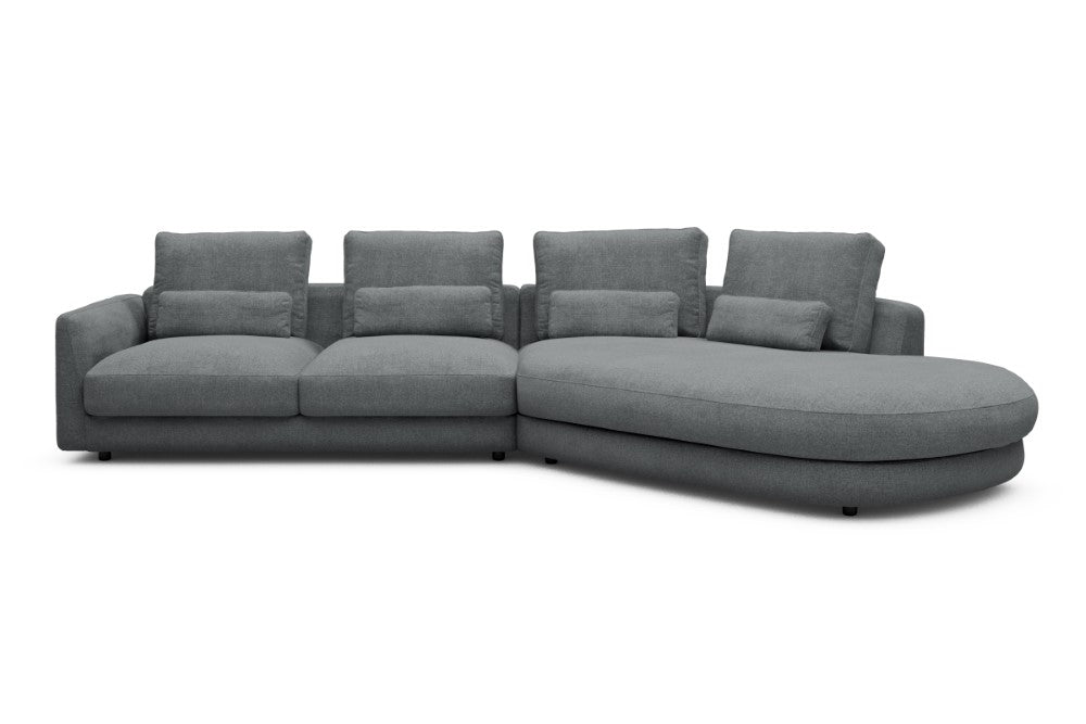 Vivole Modular Sofa - 6A - 361 x 167 cm - 2,5 Seater + 45 deg Open-end - 495 Casone Gravel Grey