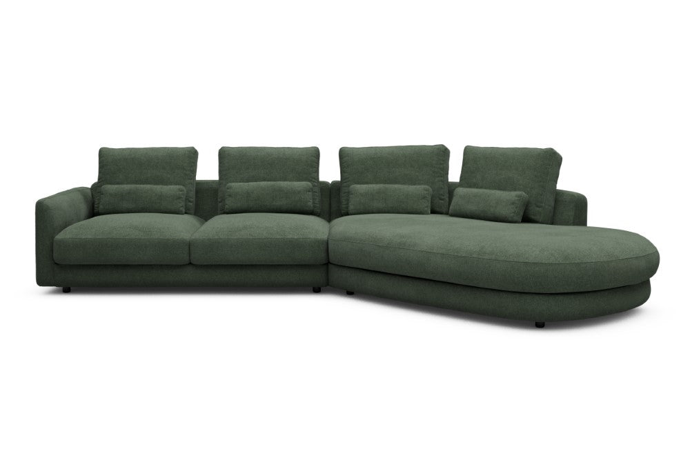 Vivole Modular Sofa - 6A - 361 x 167 cm - 2,5 Seater + 45 deg Open-end - 498 Casone Forest Green