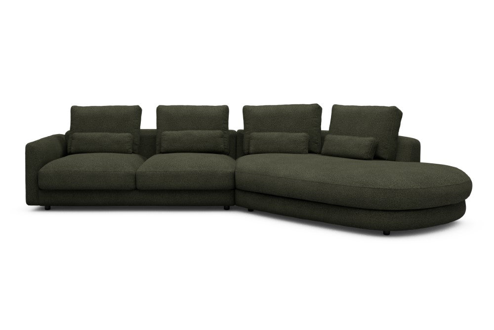 Vivole Modular Sofa - 6A - 361 x 167 cm - 2,5 Seater + 45 deg Open-end - 535 Bouclé Forest Green