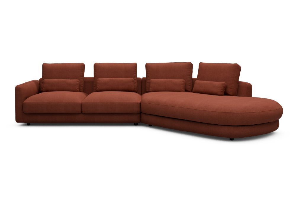 Vivole Modular Sofa - 6A - 361 x 167 cm - 2,5 Seater + 45 deg Open-end - 581 Argus Rust