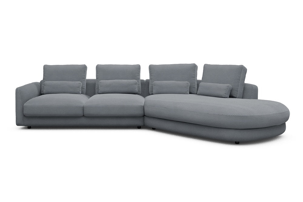 Vivole Modular Sofa - 6A - 361 x 167 cm - 2,5 Seater + 45 deg Open-end - 592 Corduroy Silvermist