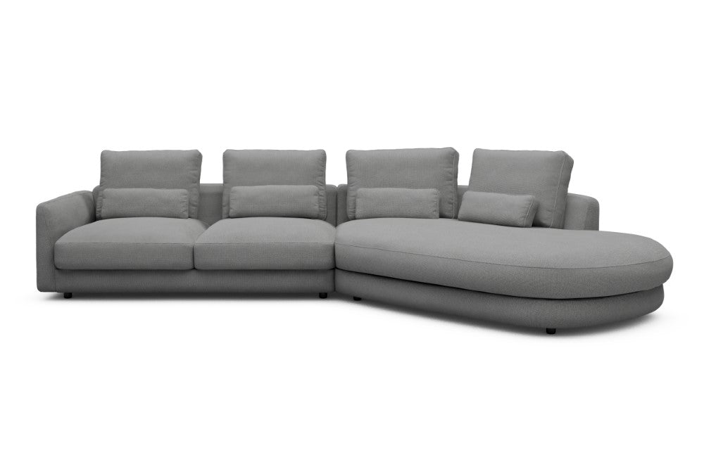 Vivole Modular Sofa - 6A - 361 x 167 cm - 2,5 Seater + 45 deg Open-end - 764 Cura Sand Grey