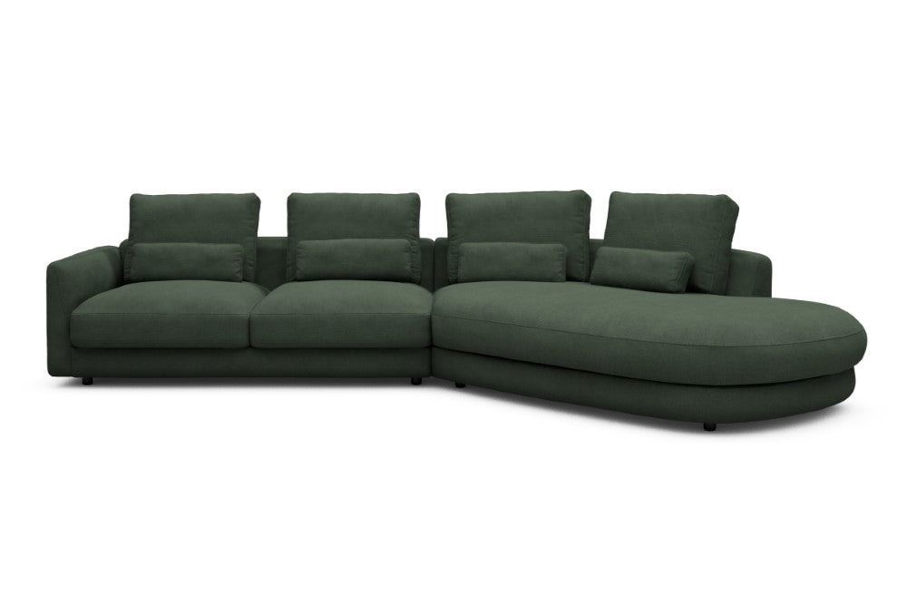 Vivole Modular Sofa - 6A - 361 x 167 cm - 2,5 Seater + 45 deg Open-end - 769 Cura Saga Green