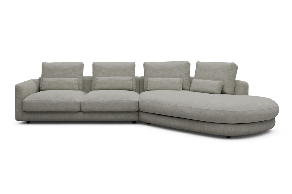 Vivole Modular Sofa - 6A - 361 x 167 cm - 2,5 Seater + 45 deg Open-end - 773 Carreno Moon Stone White