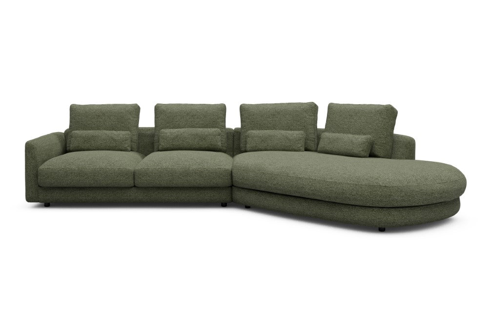 Vivole Modular Sofa - 6A - 361 x 167 cm - 2,5 Seater + 45 deg Open-end - 775 Carreno Vivid Green