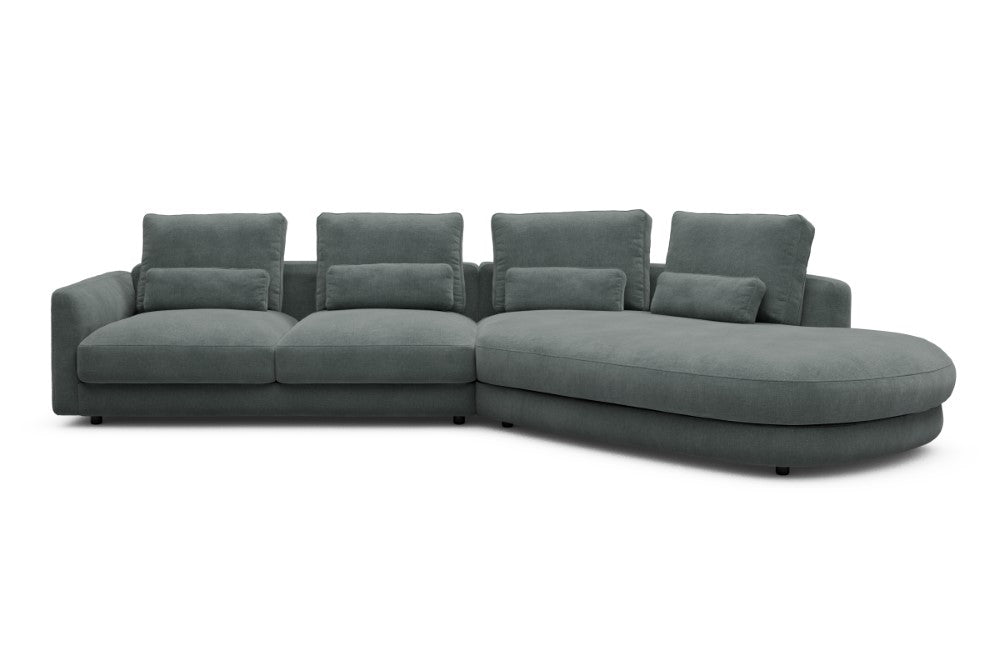 Vivole Modular Sofa - 6A - 361 x 167 cm - 2,5 Seater + 45 deg Open-end - 812 Smooth Smooth Silver Grey