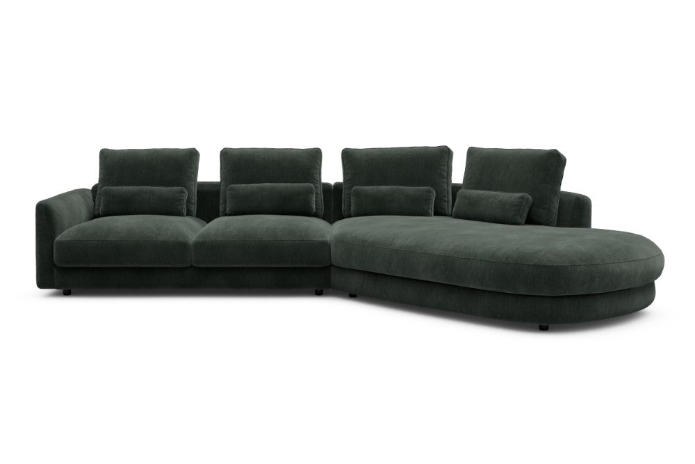 Vivole Modular Sofa - 6A - 361 x 167 cm - 2,5 Seater + 45 deg Open-end - 814 Smooth Laural Green
