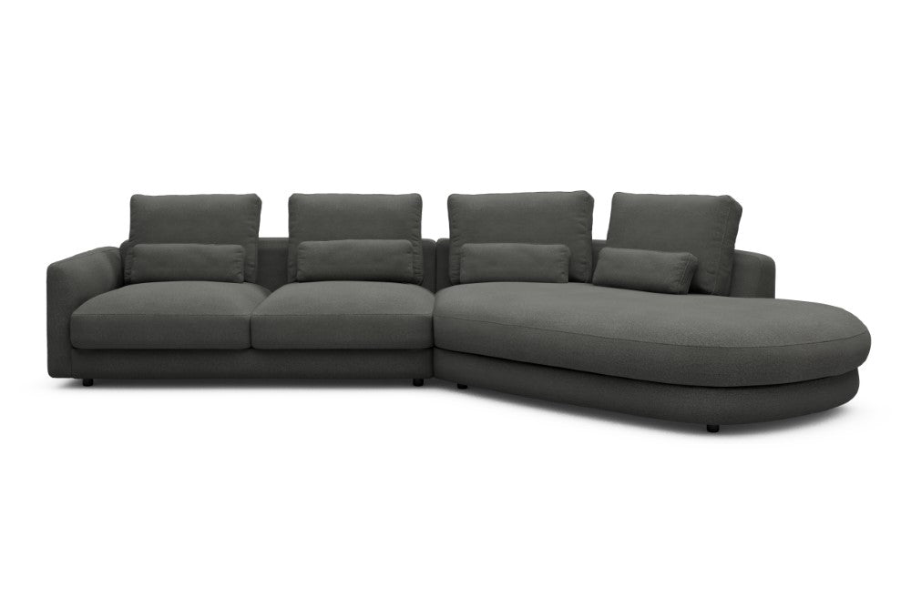 Vivole Modular Sofa - 6A - 361 x 167 cm - 2,5 Seater + 45 deg Open-end - 852 Mahoga Seal Grey