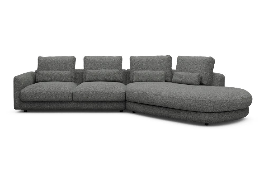 Vivole Modular Sofa - 6A - 361 x 167 cm - 2,5 Seater + 45 deg Open-end - 868 Vanora Warm Grey