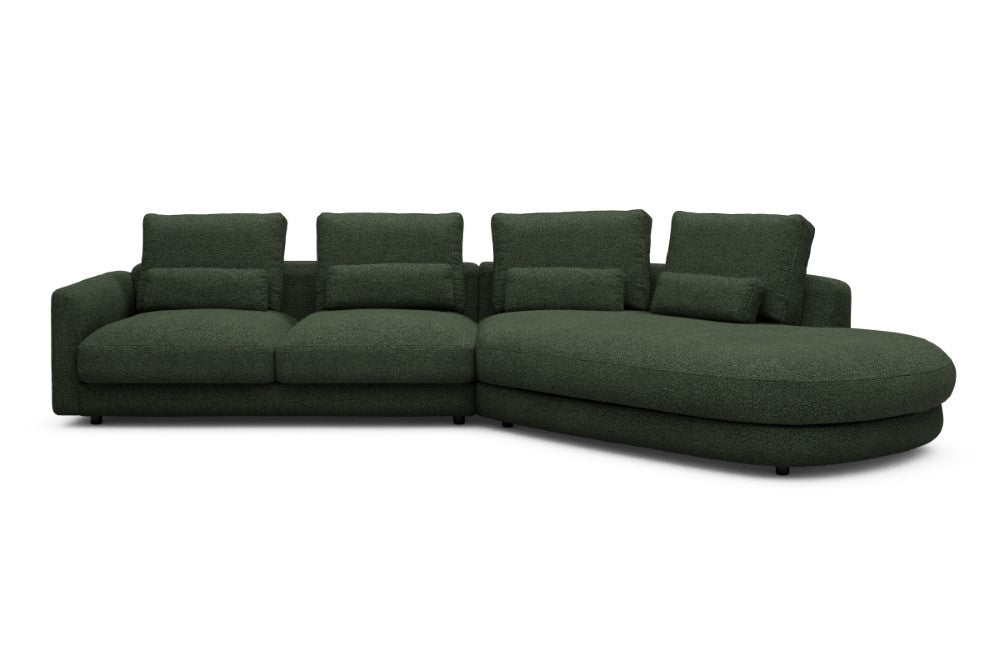 Vivole Modular Sofa - 6A - 361 x 167 cm - 2,5 Seater + 45 deg Open-end - 869 Vanora Deep Green