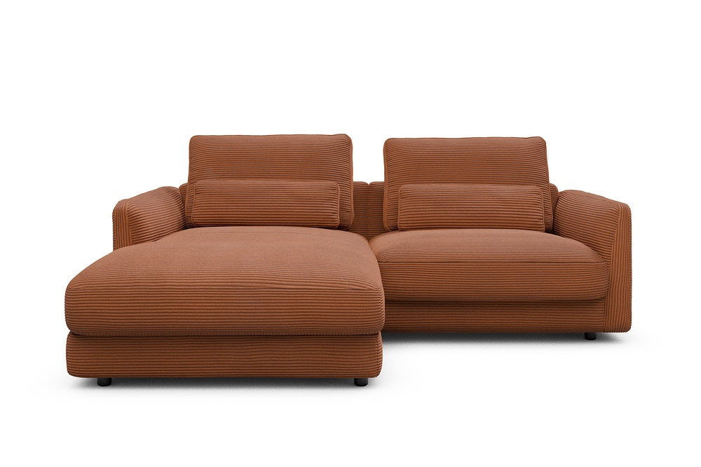 Vivole Modular Sofa - 72 - 225 x 171 cm - Chaise + 1,5 Seater - 595 Corduroy Burnt-Orange