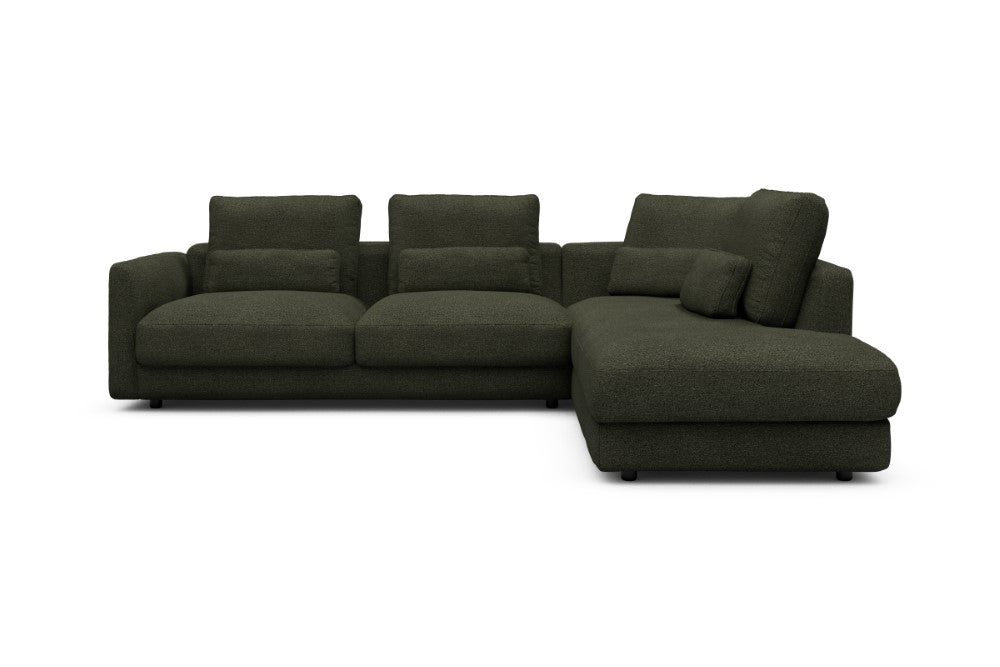 Vivole Modular Sofa - 74 - 278 x 230 cm - 2,5 Seater + Open-end - 535 Bouclé Forest Green