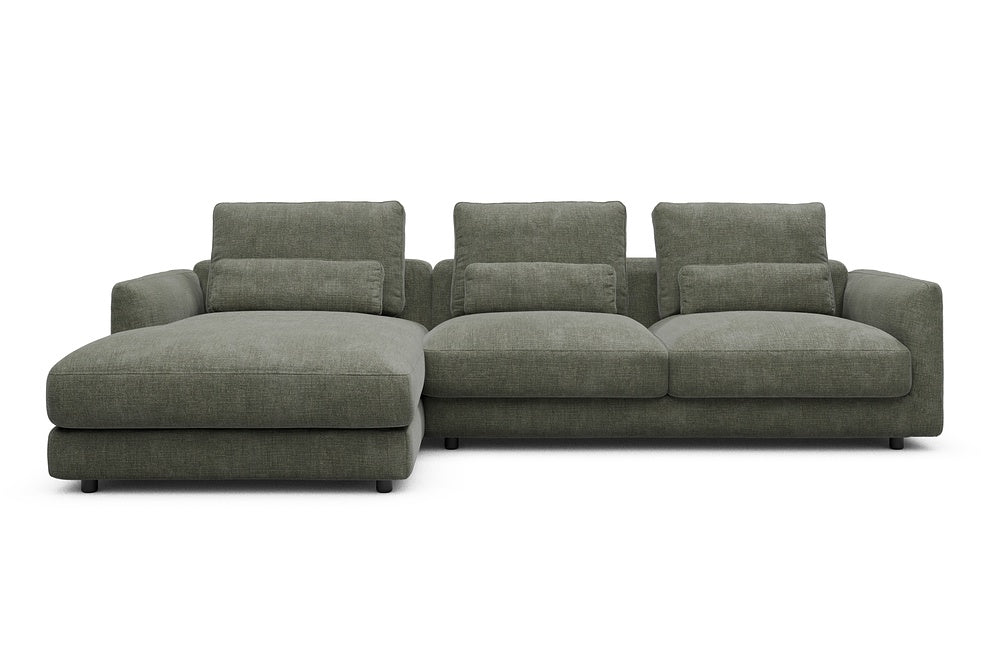Vivole Modular Sofa - 75 - 290 x 171 cm - Chaise + 2,5 Seater - 413 Esina Olive Green