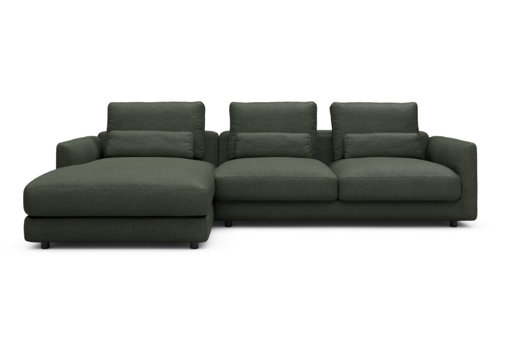 Vivole Modular Sofa - 75 - 290 x 171 cm - Chaise + 2,5 Seater - 488 Denari Forest Green