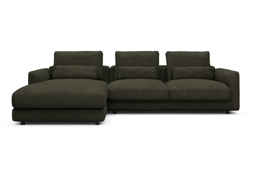 Vivole Modular Sofa - 75 - 290 x 171 cm - Chaise + 2,5 Seater - 535 Bouclé Forest Green