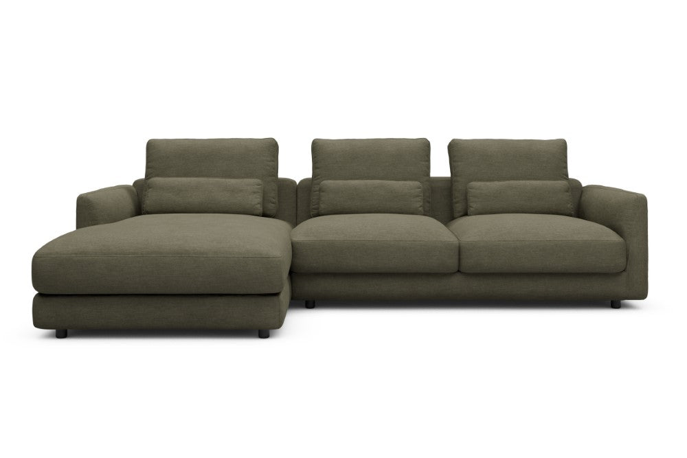 Vivole Modular Sofa - 75 - 290 x 171 cm - Chaise + 2,5 Seater - 575 Vivus Dusty Olive