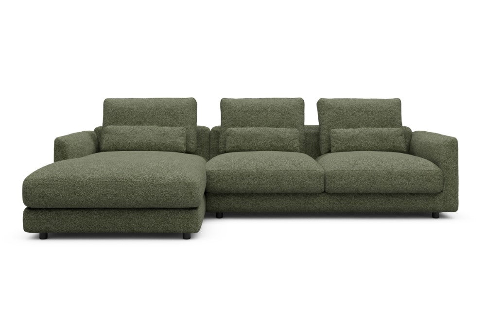 Vivole Modular Sofa - 75 - 290 x 171 cm - Chaise + 2,5 Seater - 775 Carreno Vivid Green