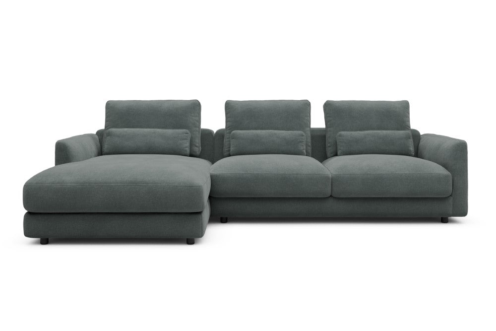 Vivole Modular Sofa - 75 - 290 x 171 cm - Chaise + 2,5 Seater - 812 Smooth Smooth Silver Grey