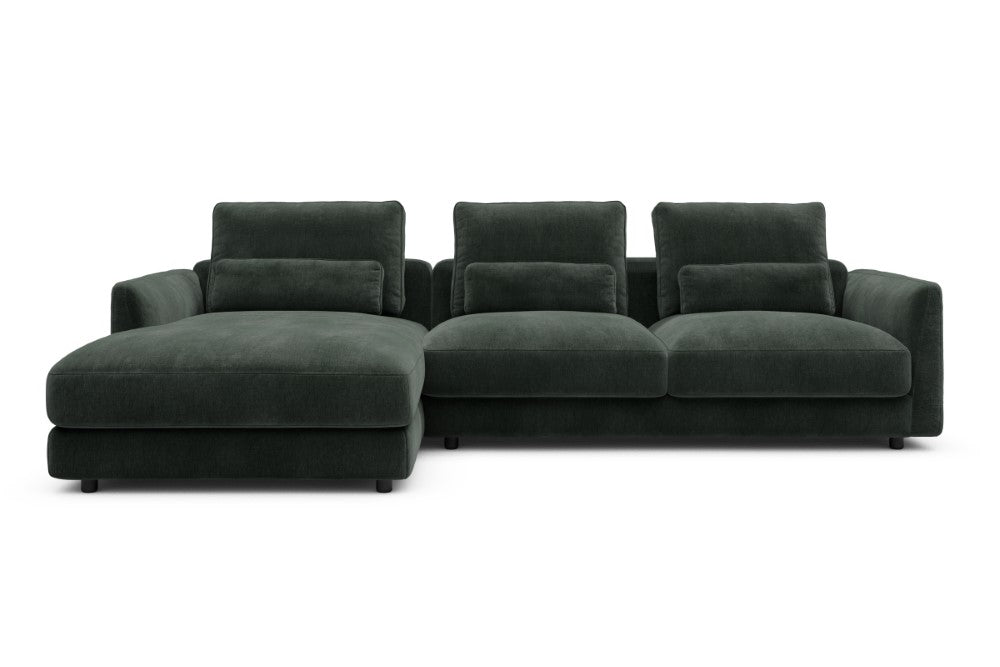 Vivole Modular Sofa - 75 - 290 x 171 cm - Chaise + 2,5 Seater - 814 Smooth Laural Green