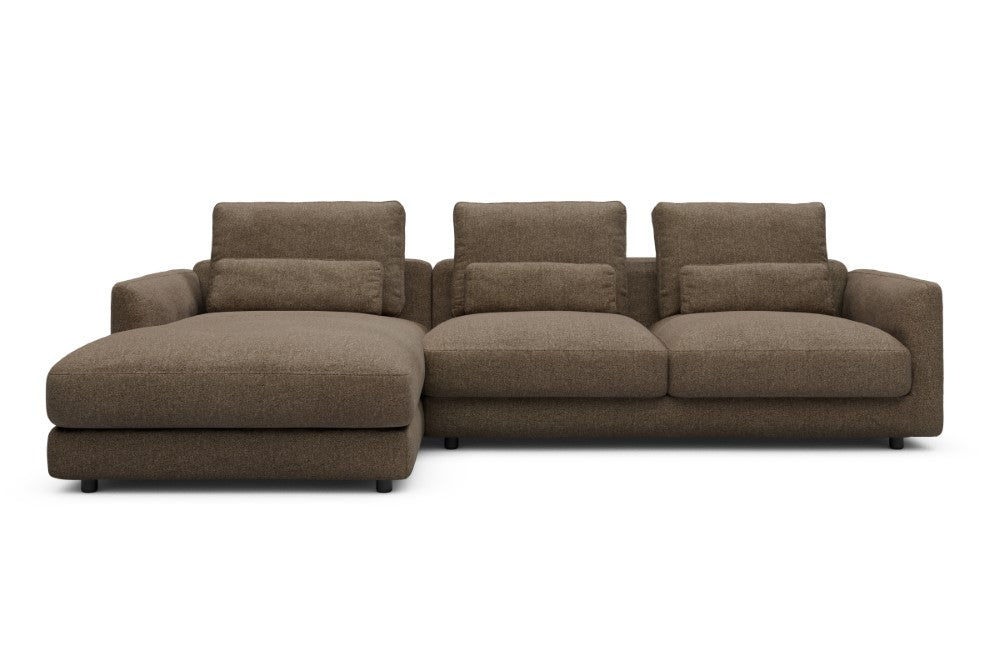 Vivole Modular Sofa - 75 - 290 x 171 cm - Chaise + 2,5 Seater - 817 Aivi Khaki Brown