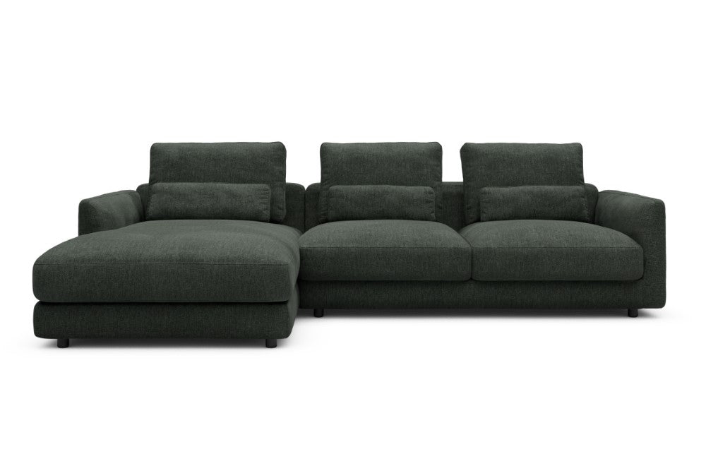 Vivole Modular Sofa - 75 - 290 x 171 cm - Chaise + 2,5 Seater - 818 Aivi Pine Green