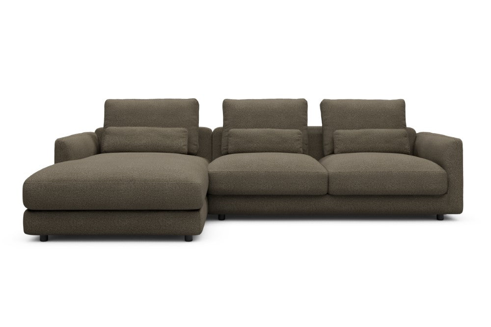 Vivole Modular Sofa - 75 - 290 x 171 cm - Chaise + 2,5 Seater - 850 Mahoga Caramel Grey