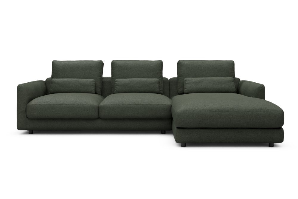 Vivole Modular Sofa - 76 - 290 x 171 cm - 2,5 Seater + Chaise - 488 Denari Forest Green