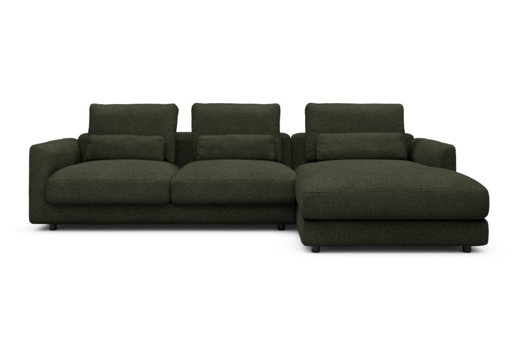 Vivole Modular Sofa - 76 - 290 x 171 cm - 2,5 Seater + Chaise - 535 Bouclé Forest Green