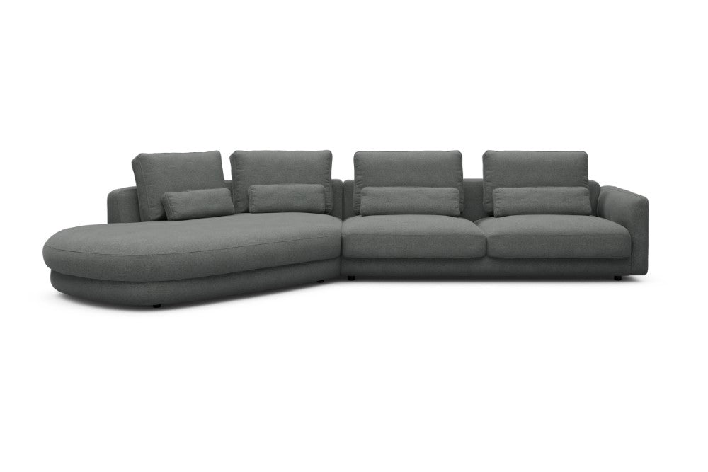 Vivole Modular Sofa - A3 - 393 x 167 cm - 45 deg Open-end + 3 Seater - 440 Satya Steel Grey