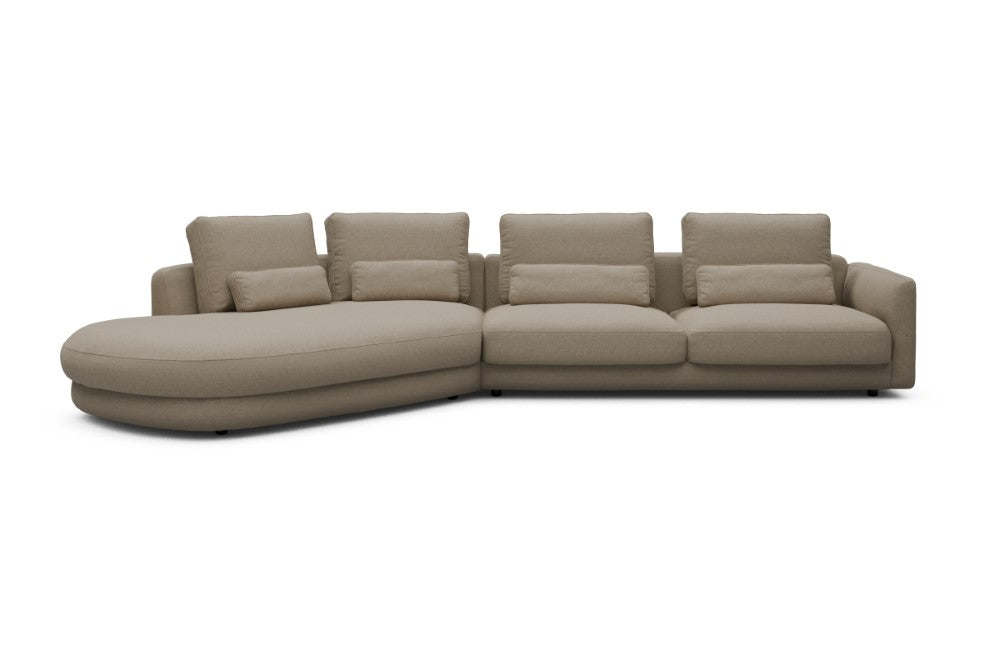 Vivole Modular Sofa - A3 - 393 x 167 cm - 45 deg Open-end + 3 Seater - 445 Satya Natural Biege