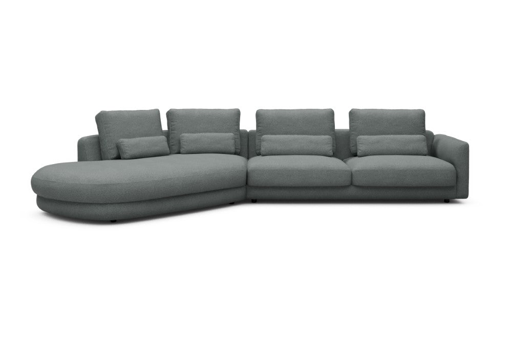 Vivole Modular Sofa - A3 - 393 x 167 cm - 45 deg Open-end + 3 Seater - 485 Denari Soft Grey