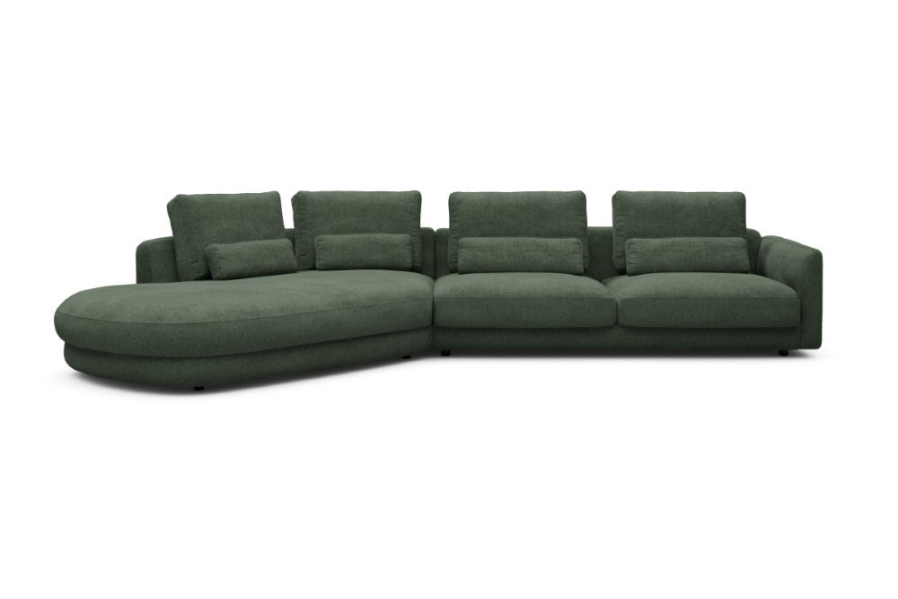 Vivole Modular Sofa - A3 - 393 x 167 cm - 45 deg Open-end + 3 Seater - 498 Casone Forest Green