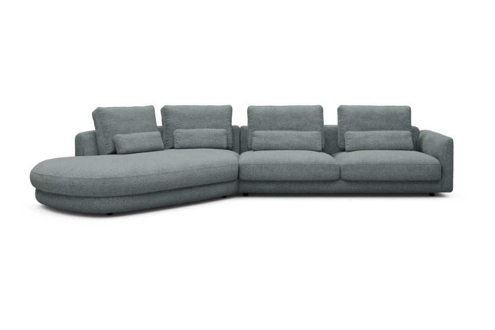 Vivole Modular Sofa - A3 - 393 x 167 cm - 45 deg Open-end + 3 Seater - 499 Casone Light mixed Green