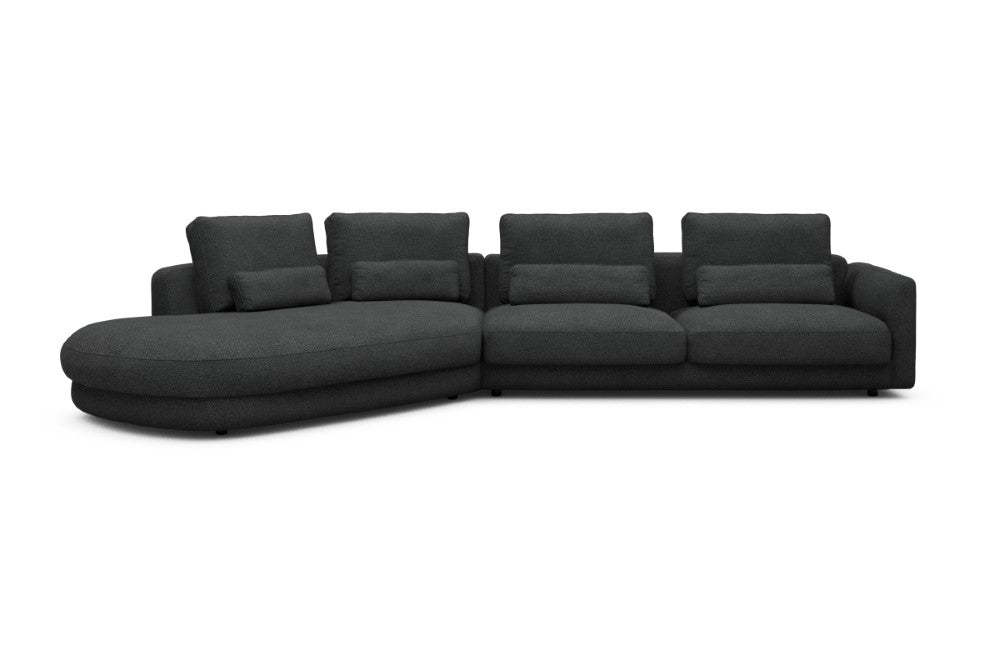 Vivole Modular Sofa - A3 - 393 x 167 cm - 45 deg Open-end + 3 Seater - 529 Bouclé Charcoal